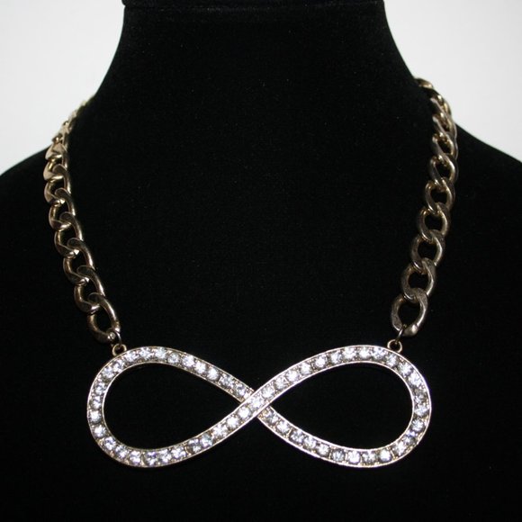 Gold and rhinestone infinity necklace Chunky